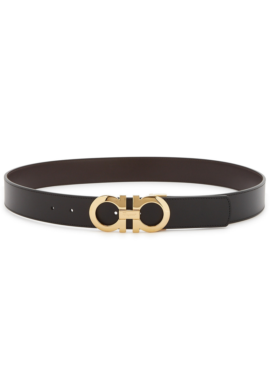 Gancini black reversible leather belt - 1