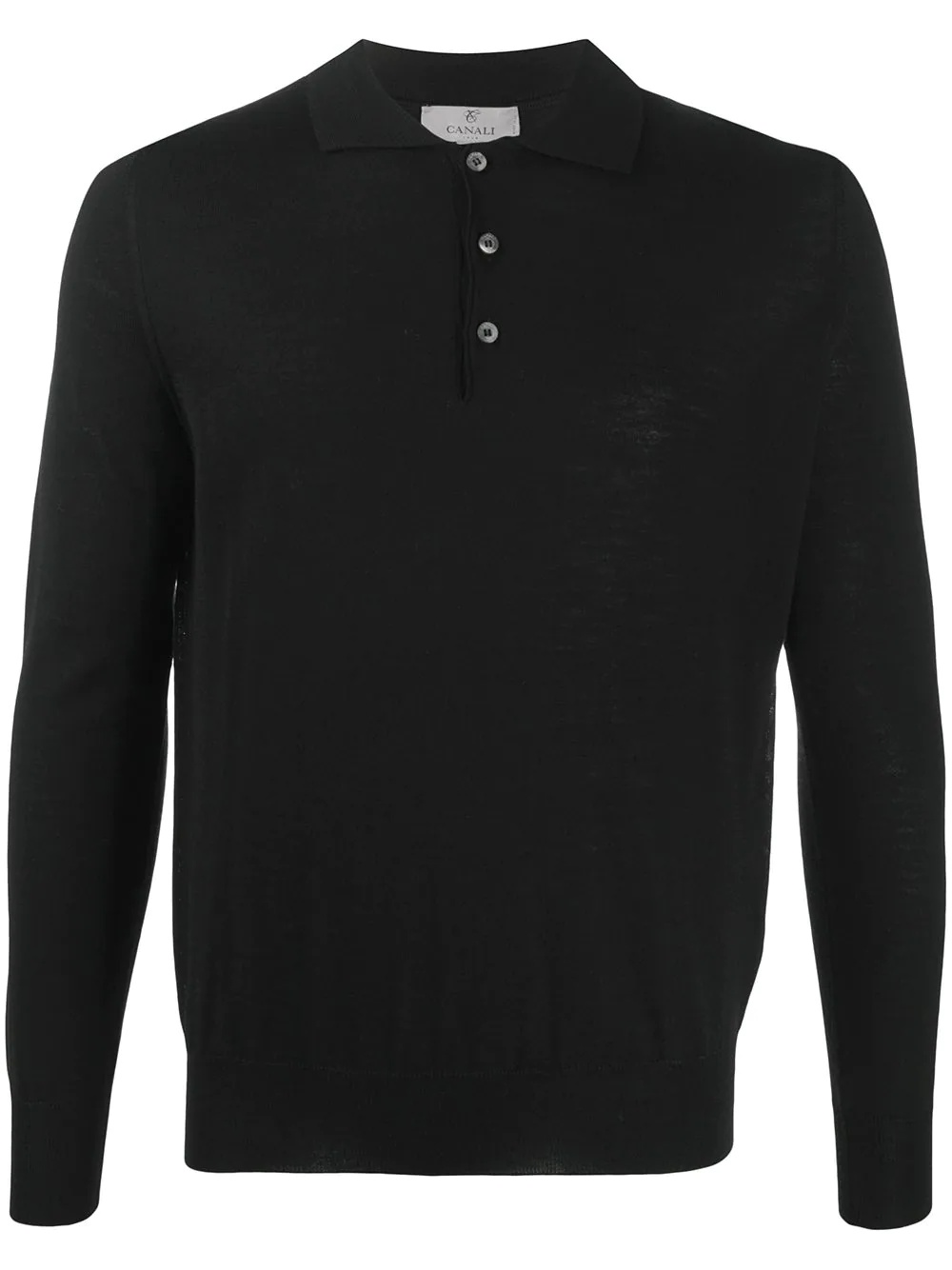 long sleeved knitted polo shirt - 1