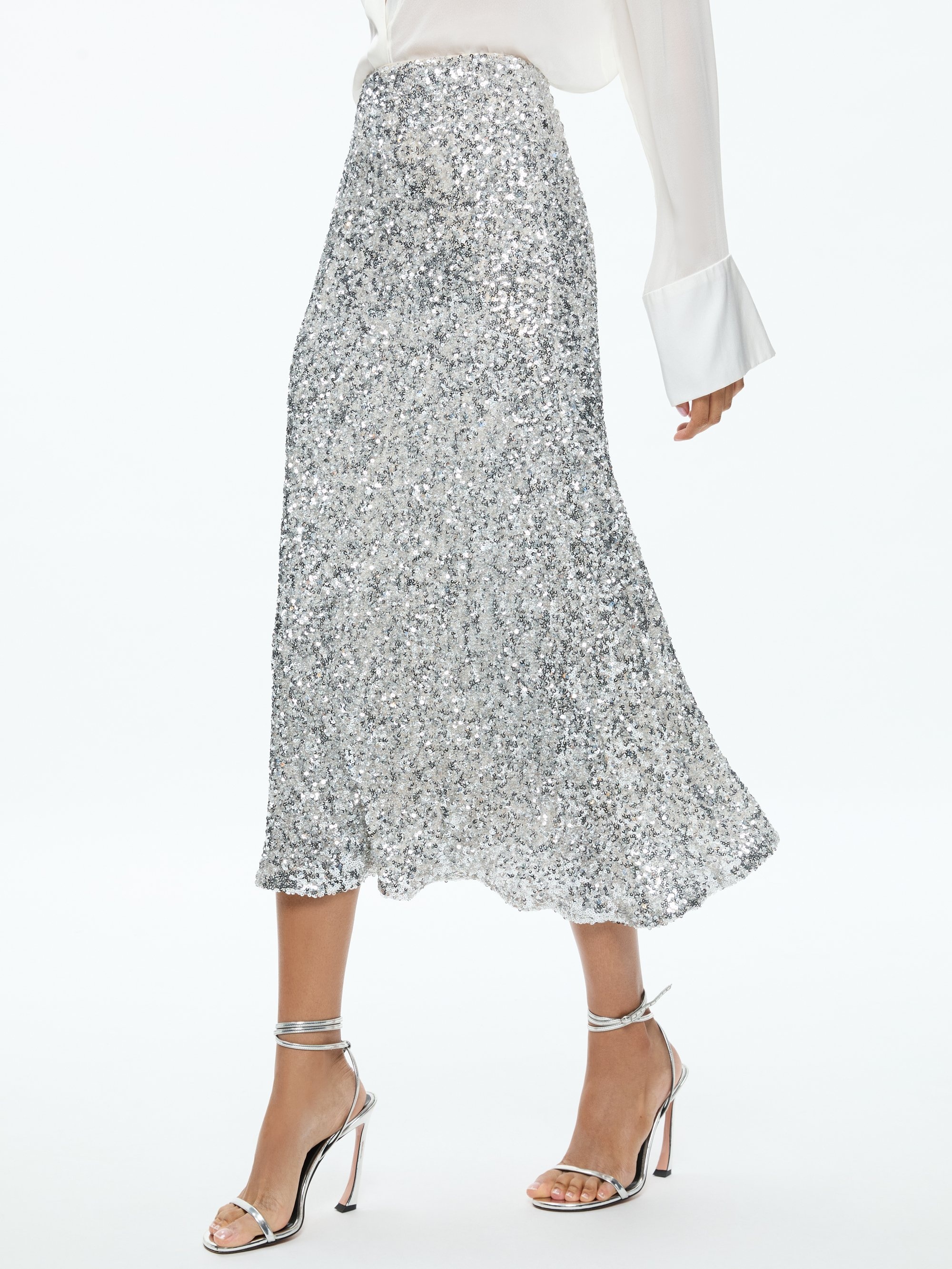 MAEVE SEQUIN KICK FLARE SLIP SKIRT - 2