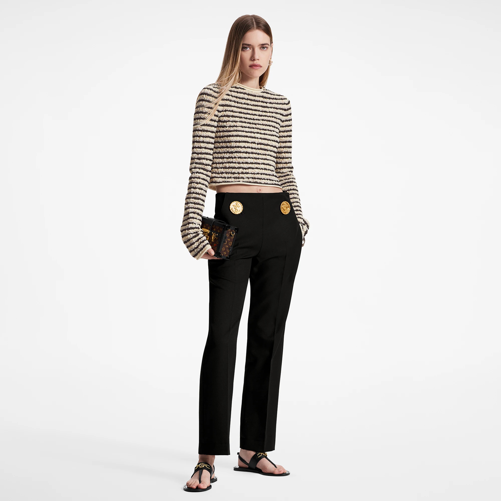 Oversized Anchor Button Dressy Pants - 4