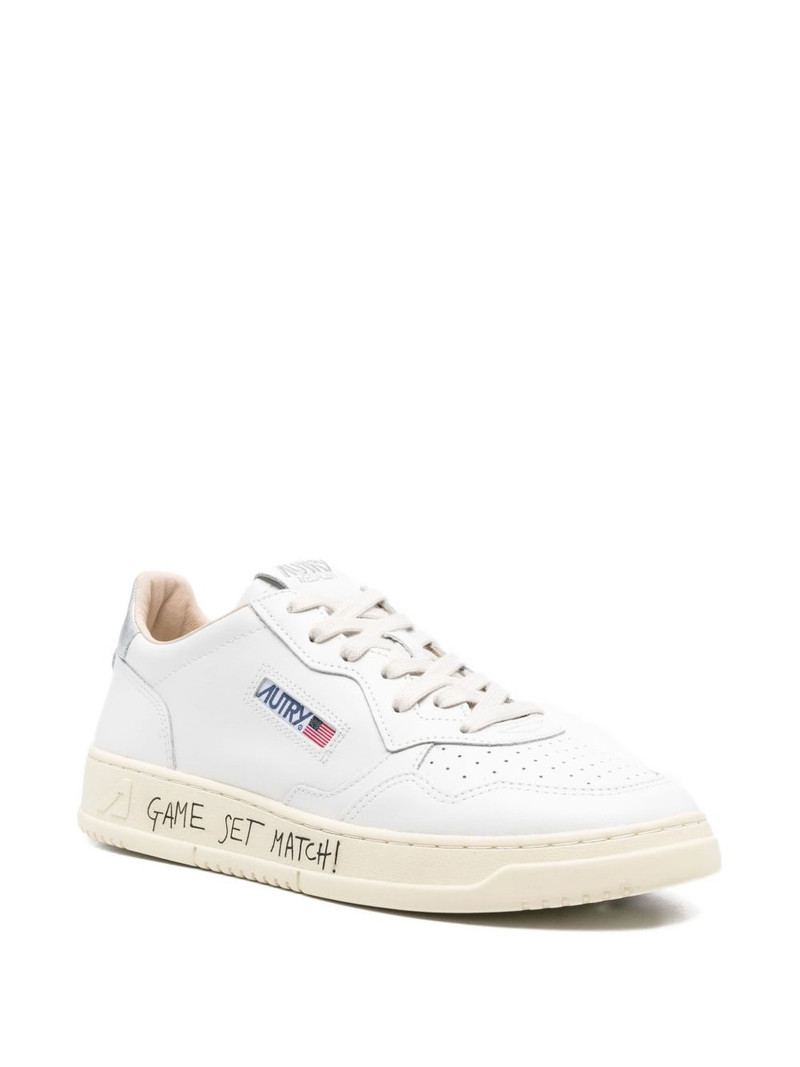 AUTRY Medalist metallic-patch leather sneakers outlook