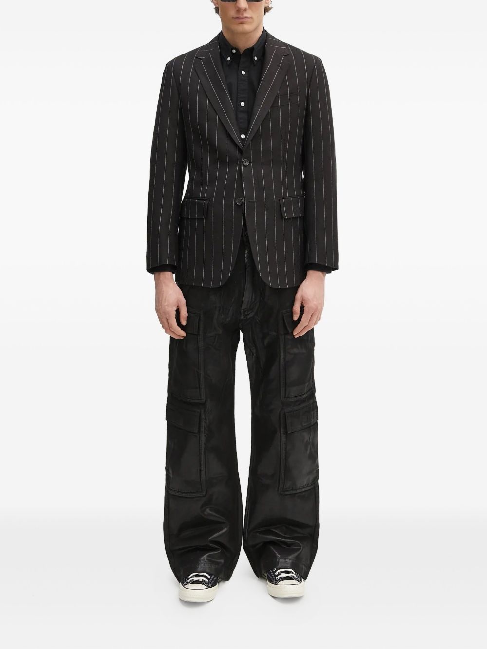 pinstripe single-breasted blazer - 2