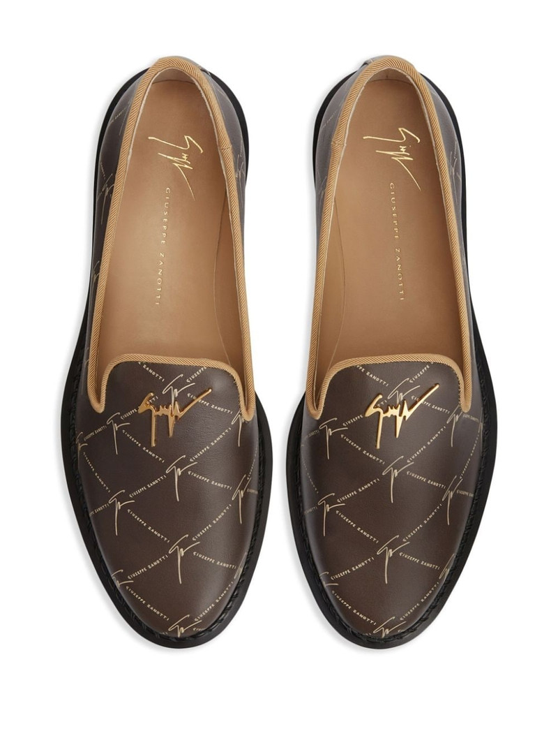 Tim logo-embossed leather loafers 4