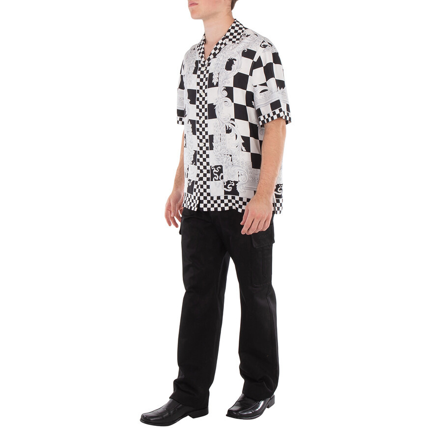 Versace Medusa Checkerboard Print Silk Shirt - 4