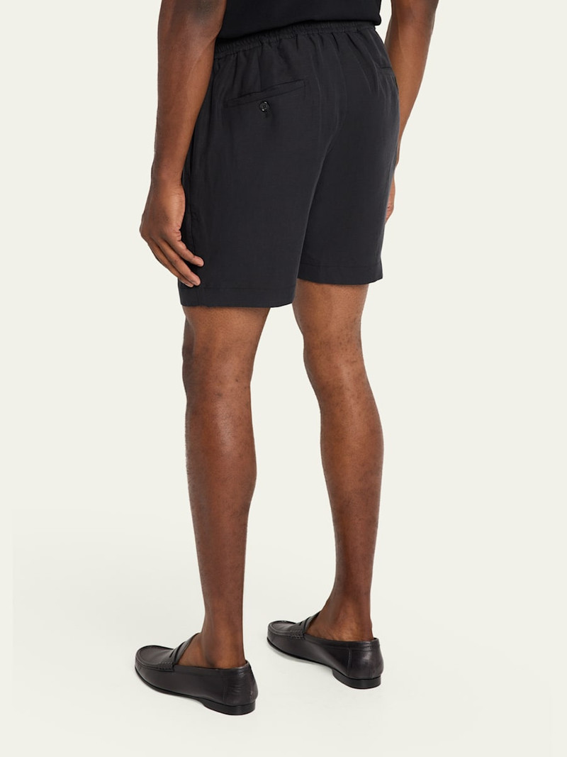 Men's Silk and Linen Double-Pleated Drawstring Shorts 3