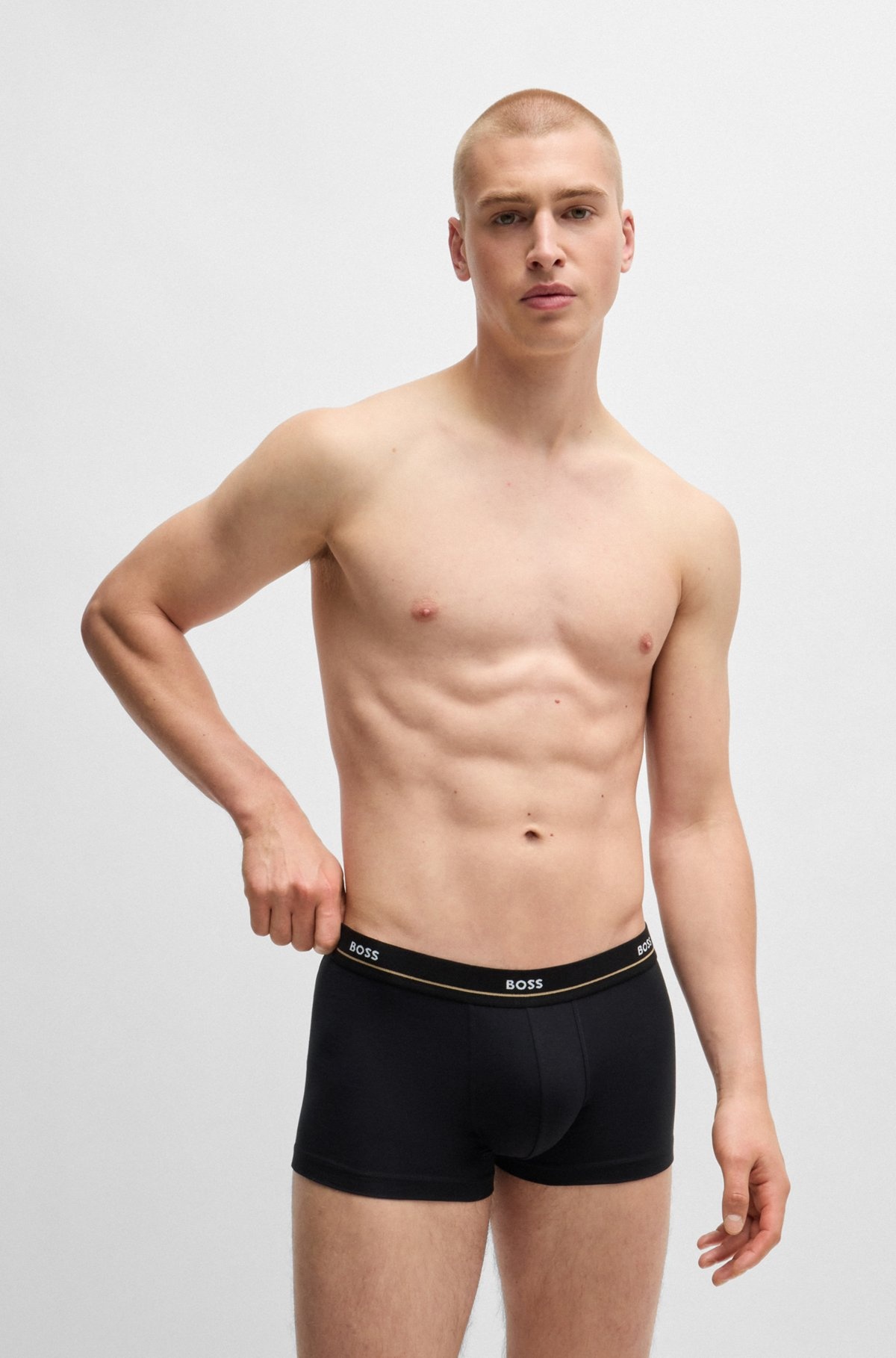 FIVE-PACK OF STRETCH-COTTON TRUNKS WITH LOGO WAISTBANDS - 6