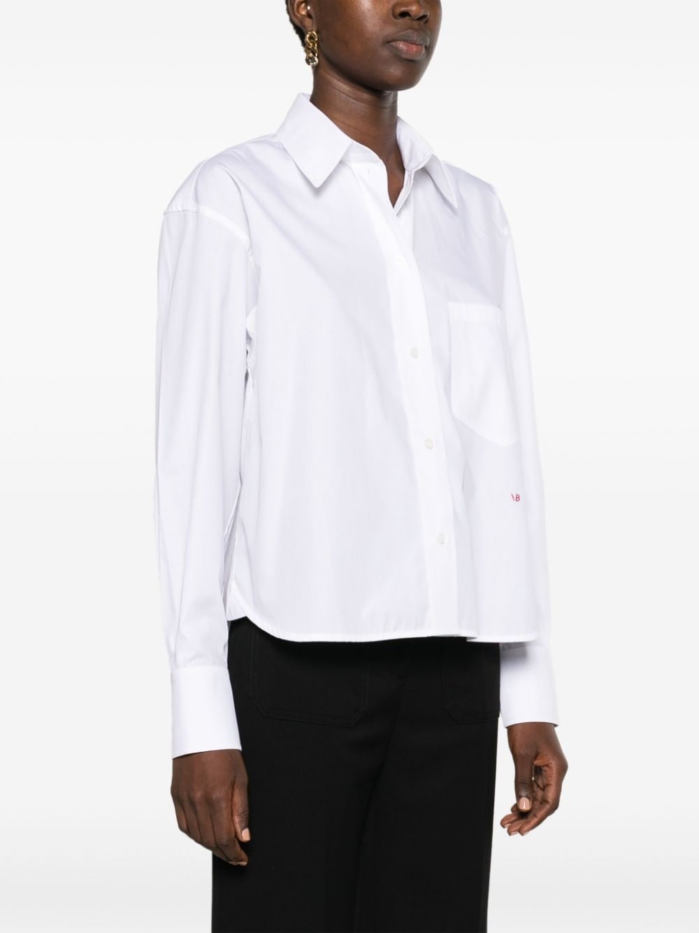 logo-embroidered poplin shirt - 3