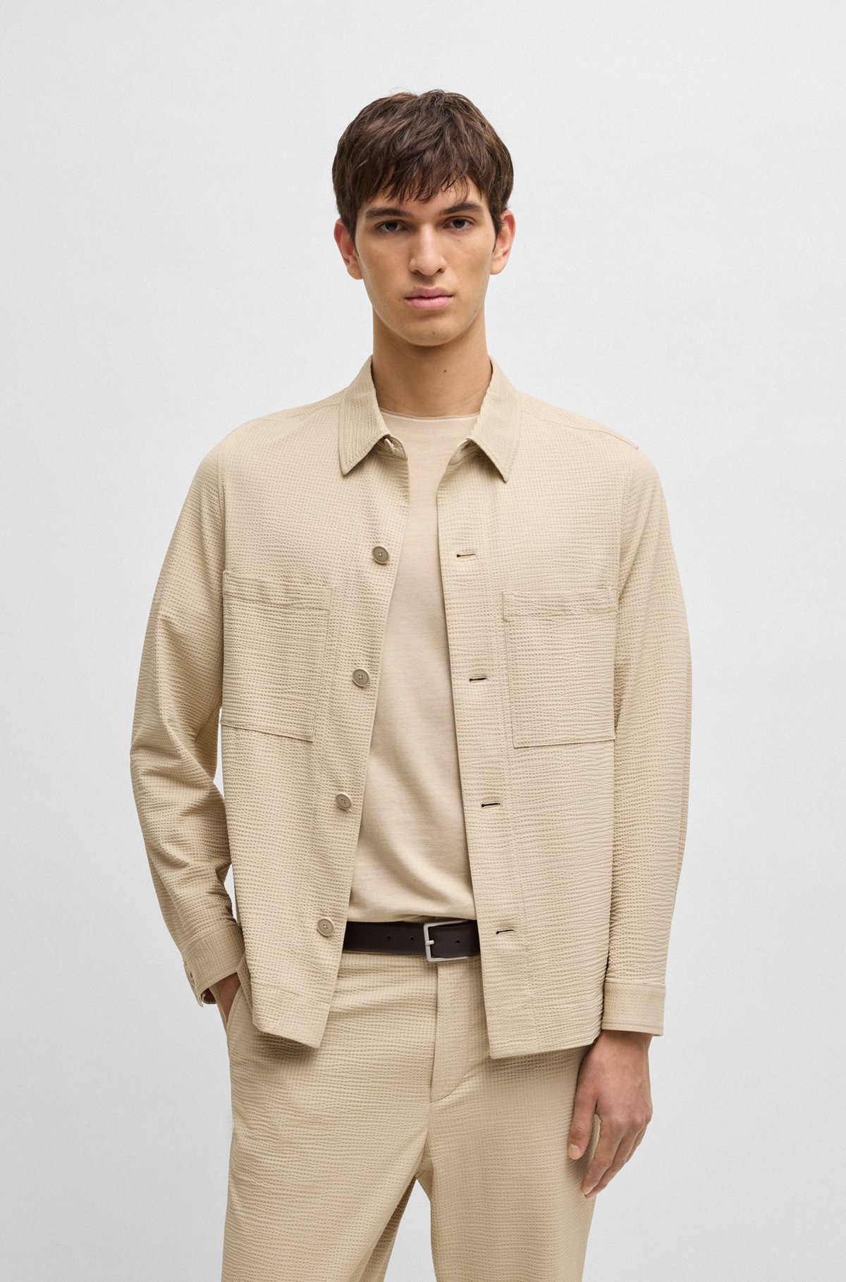 RELAXED-FIT OVERSHIRT IN STRETCH SEERSUCKER - 2