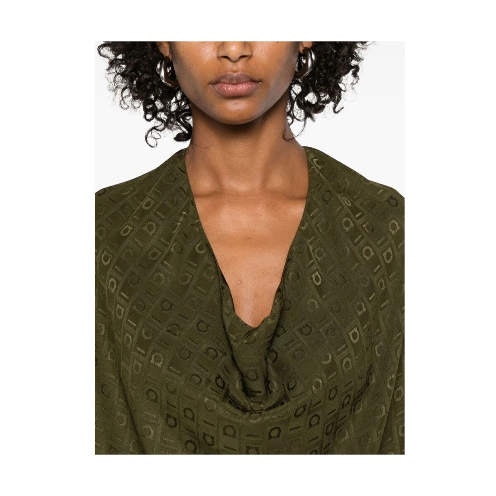 ワンピース FERRAGAMO DRESS (13G490780596 OLIVE) Layered silk dress with Ferragamo monogram motif - Women