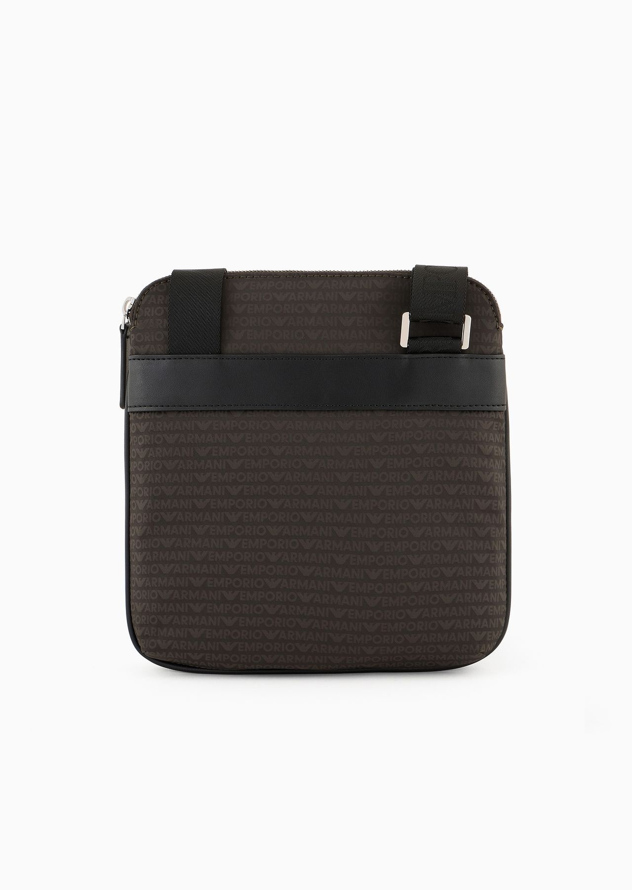 Flat shoulder bag in nylon with all-over jacquard logo lettering - 5
