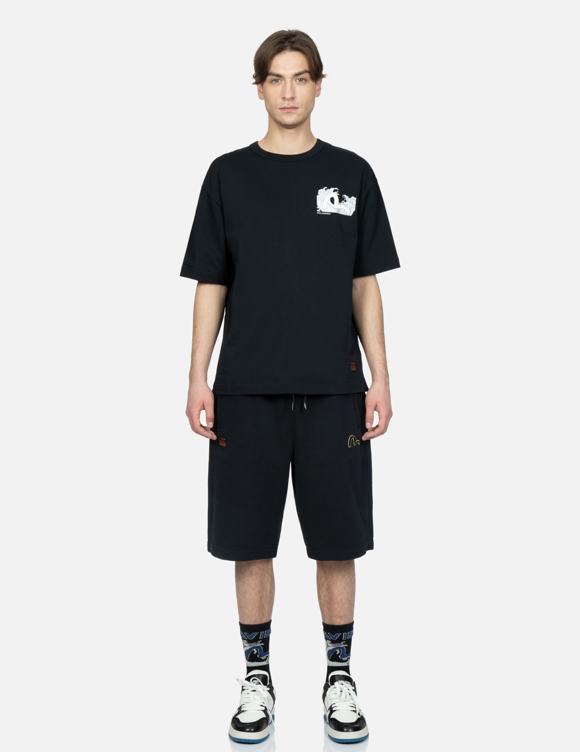 FAN-SHAPE GODHEAD EMBROIDERY SWEAT SHORTS - 5