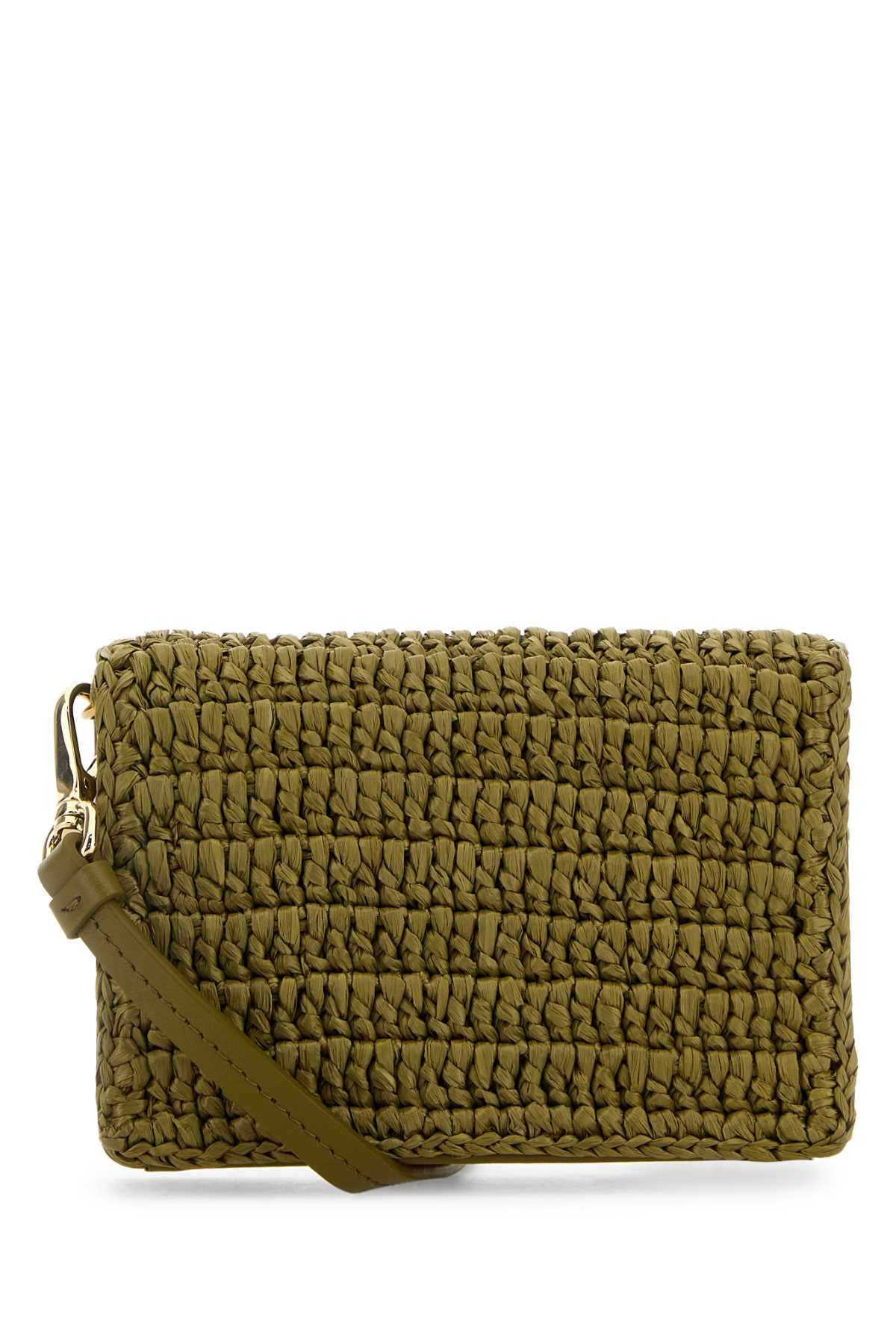 Prada Women Olive Green Raffia Card Holder - 3