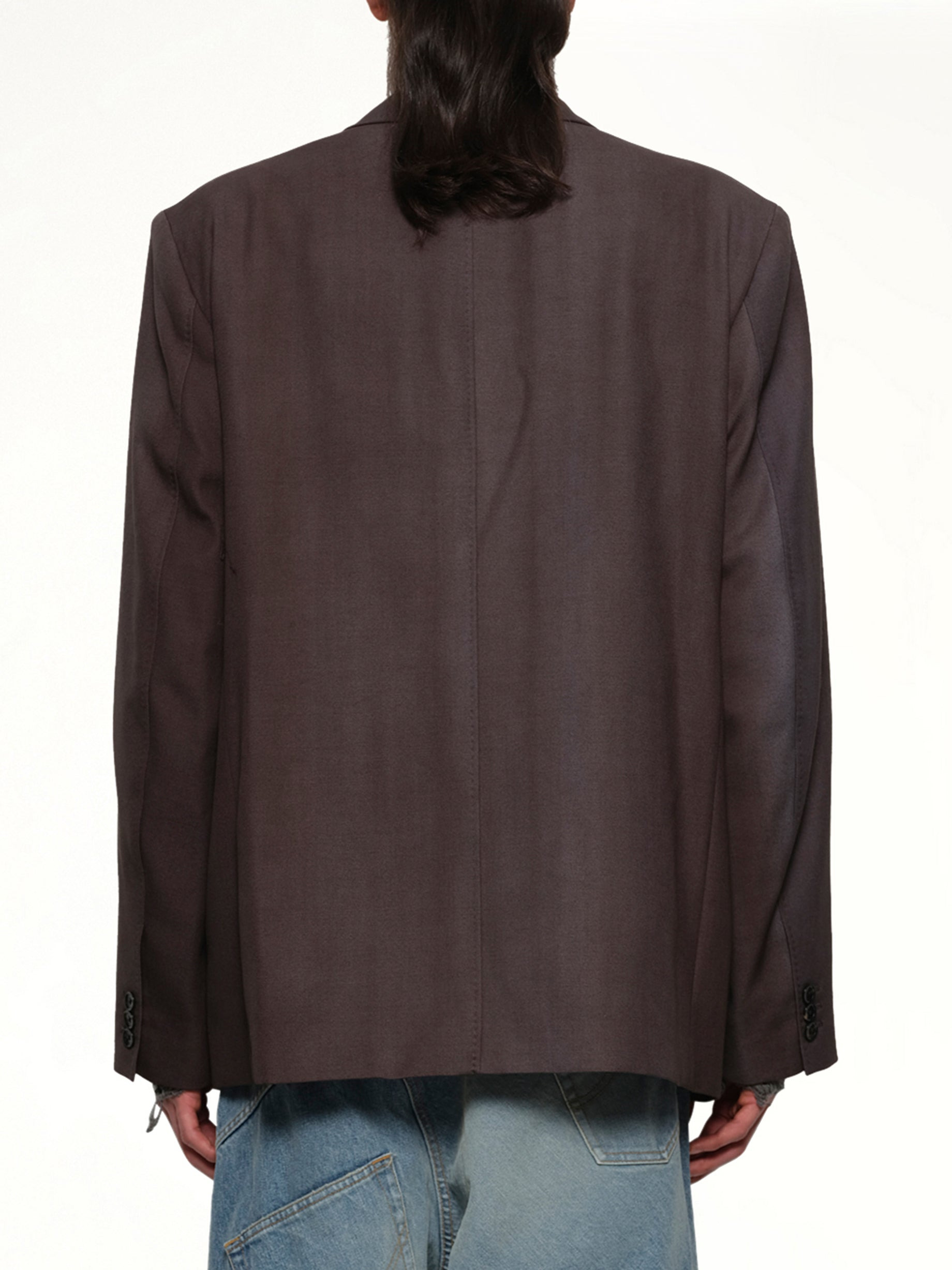 Embroidered Chain Tailored Jacket in Charcoal - 5
