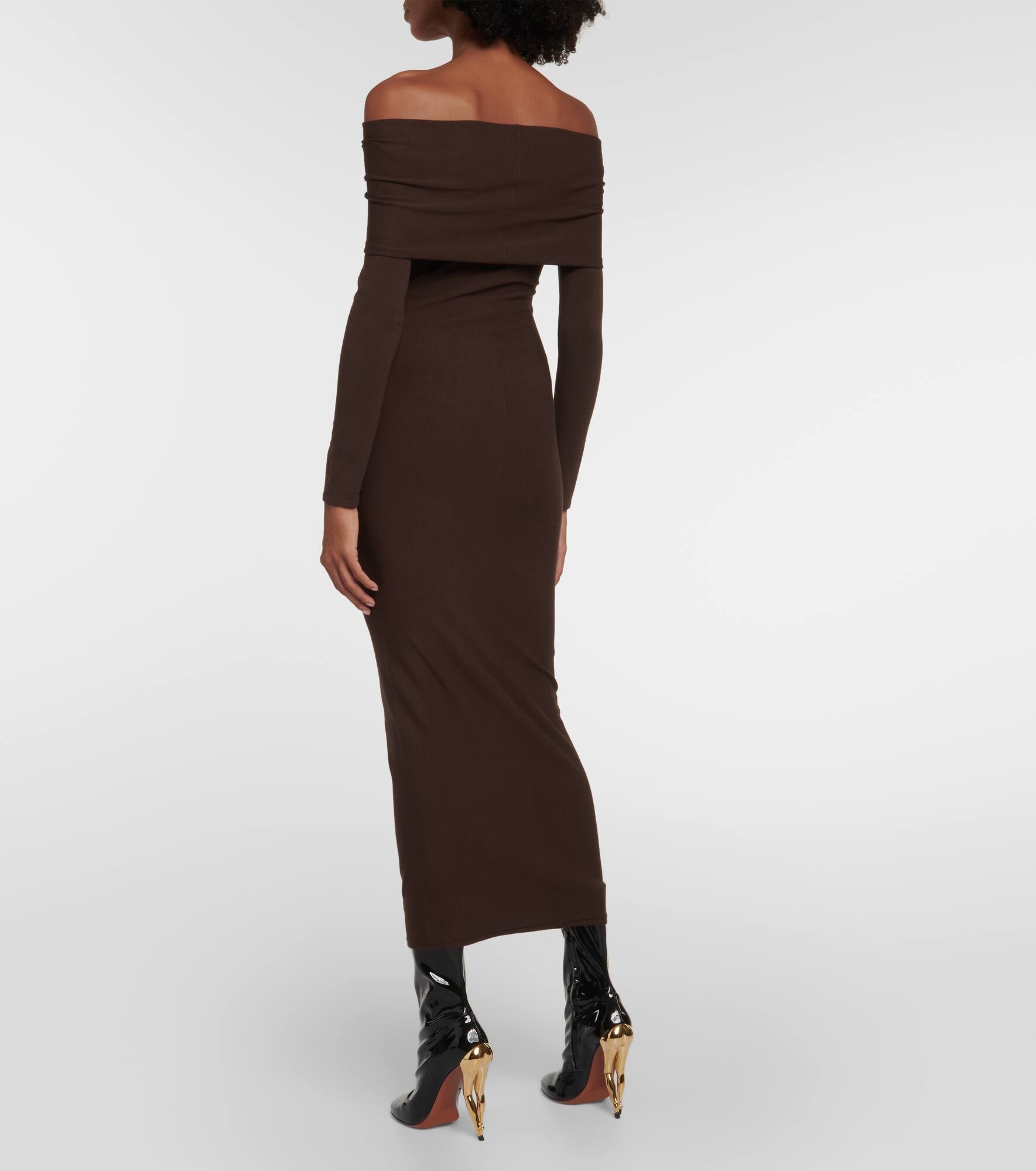 Off-shoulder jersey midi dress - 3