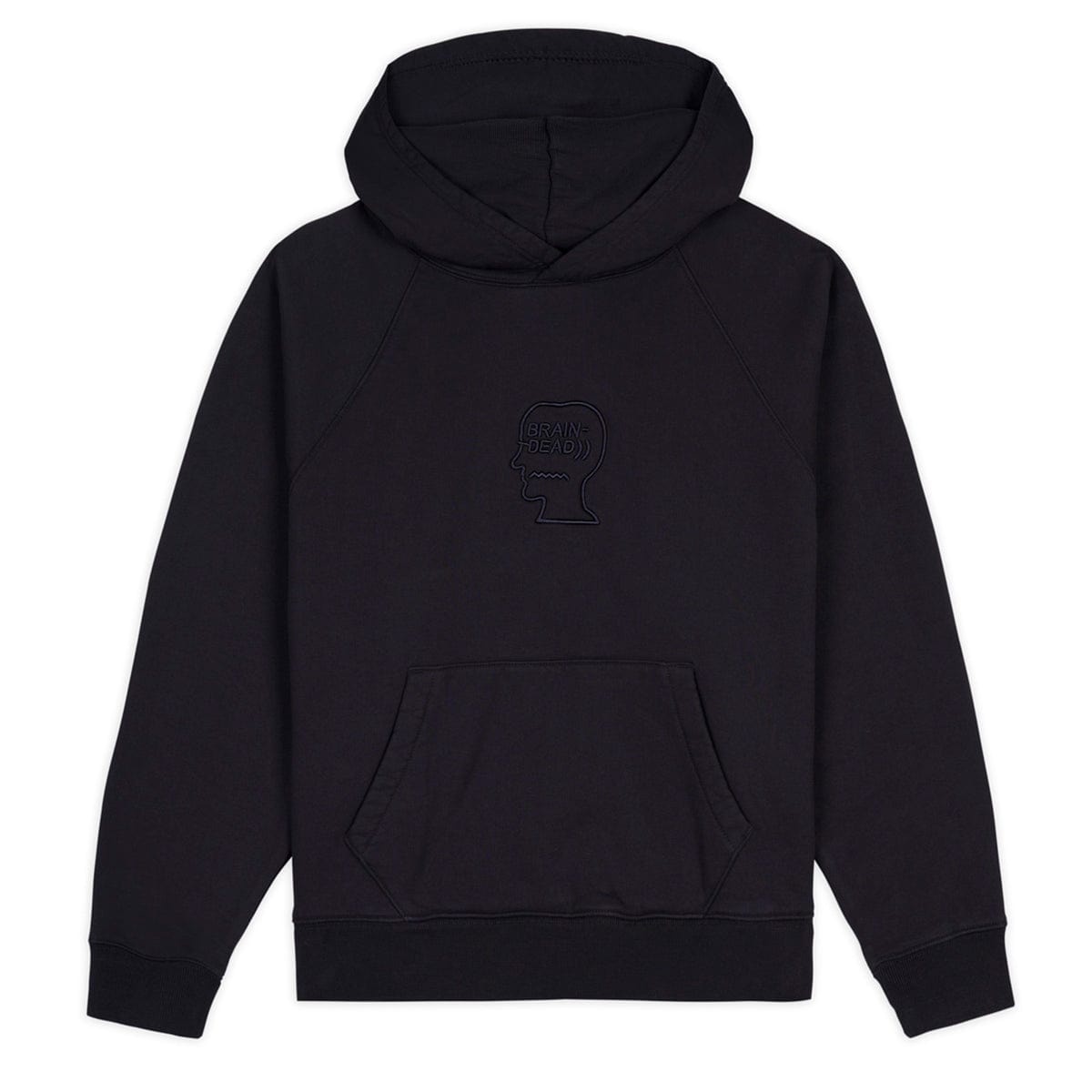 BRAIN DEAD PIGMENT WASH LOGO HEAD RAGLAN HOODIE | bodega