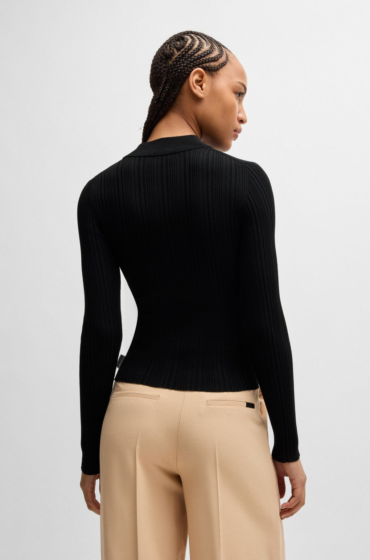 SLIM-FIT SWEATER WITH IRREGULAR RIBBED STRUCTURE - 4