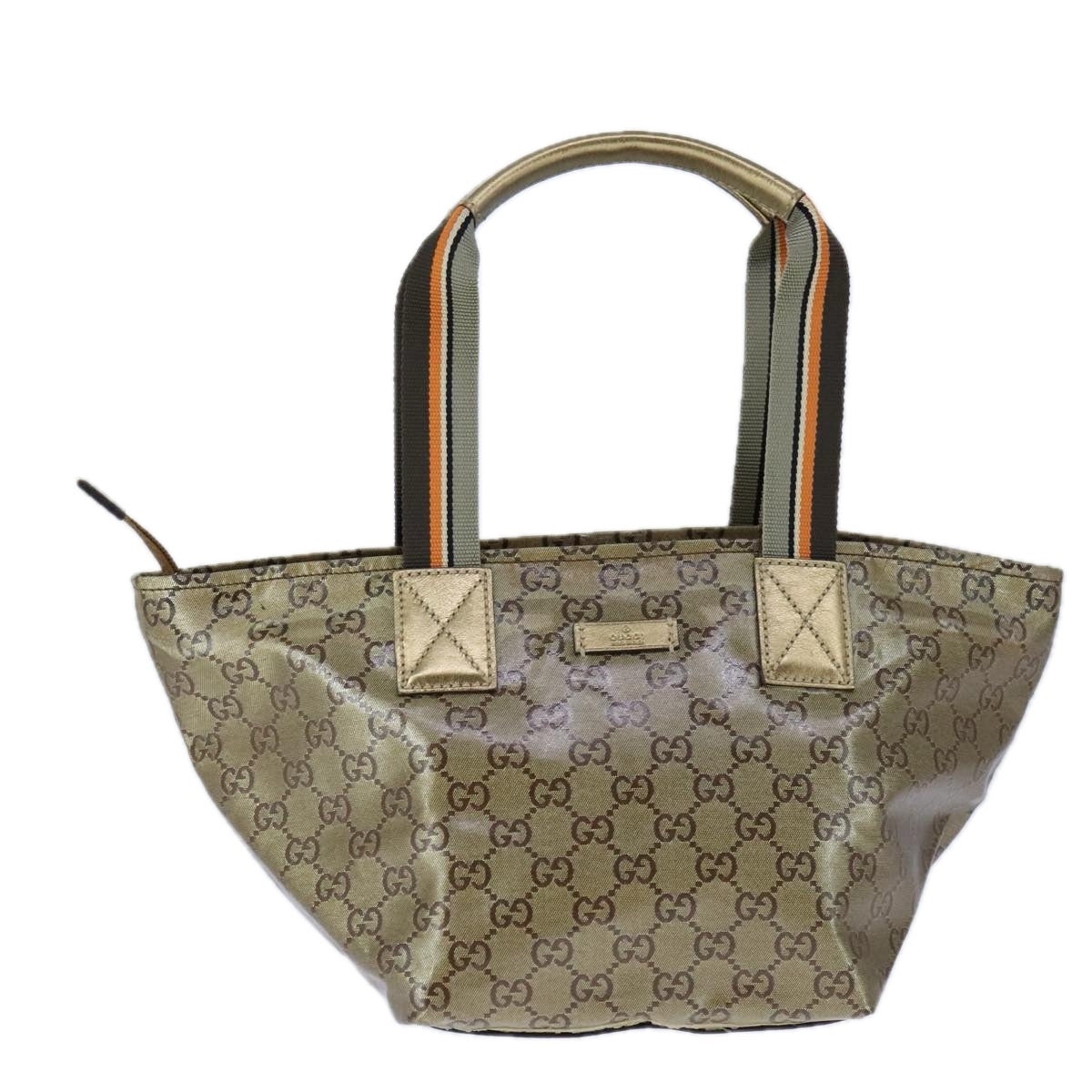 GUCCI GG Crystal Sherry Line Hand Bag Gray Gold Brown - 13