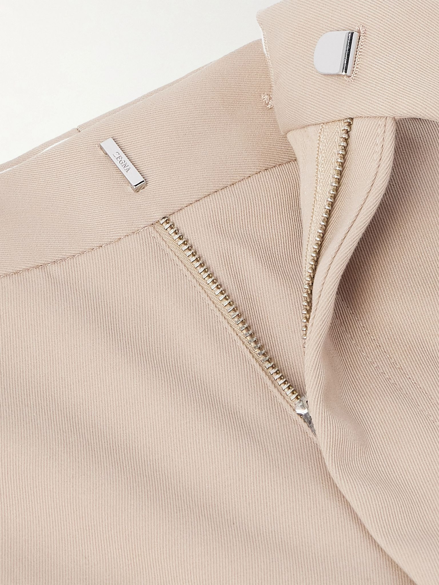 Straight-Leg Pleated Cotton and Wool-Blend Twill Trousers Beige - 5