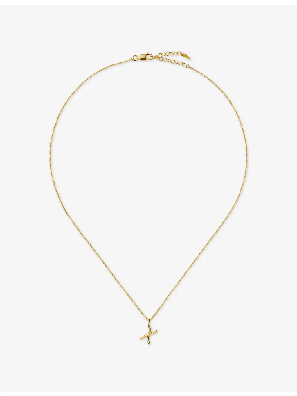 Curly Molten Mini Initial X 18ct Gold Vermeil Necklace - 1