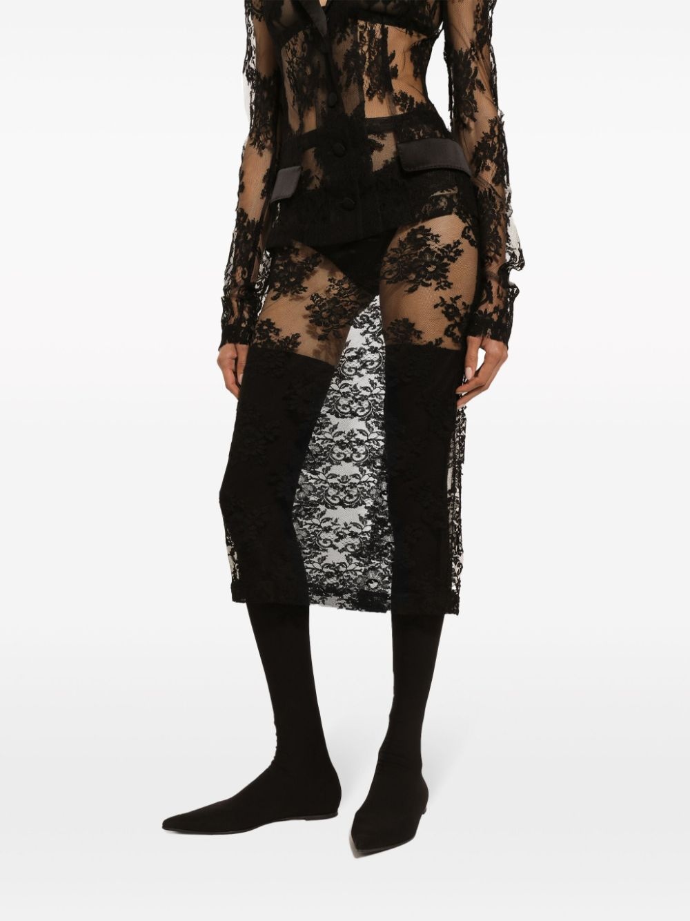 tulle sheer midi skirt - 4