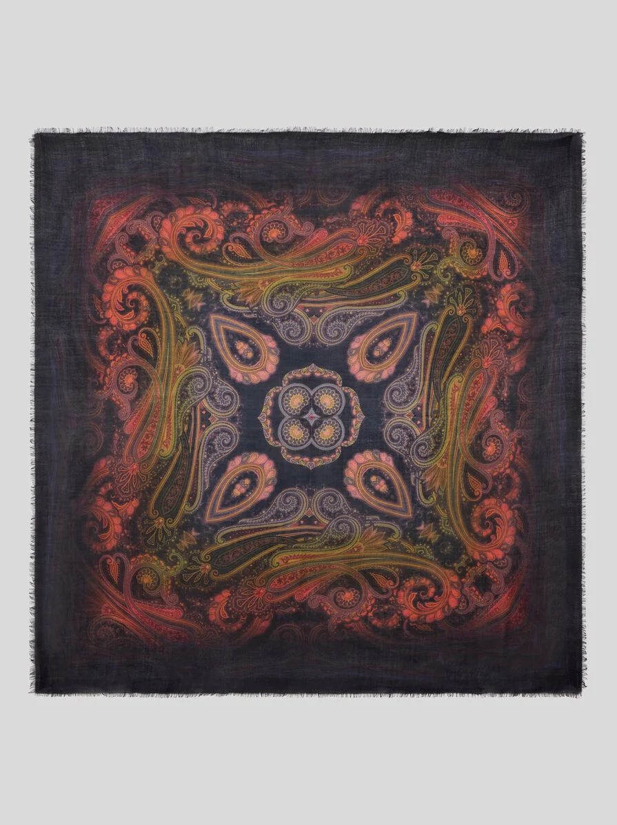 WOOL, CASHMERE AND SILK SHAWL WITH DEGRADÉ MOTIF - 1