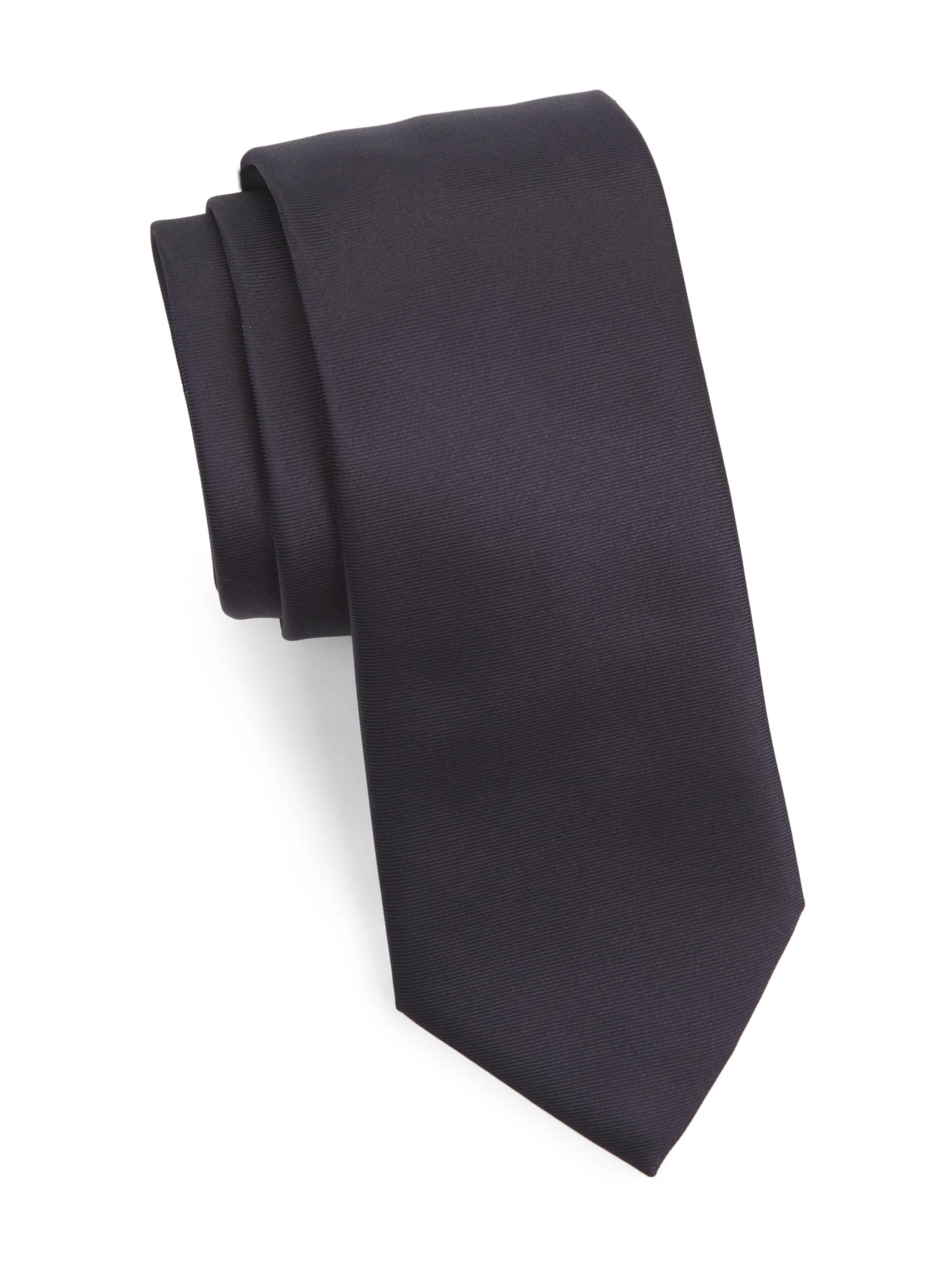 Men's Formal Silk Satin Tie - Navy - 1