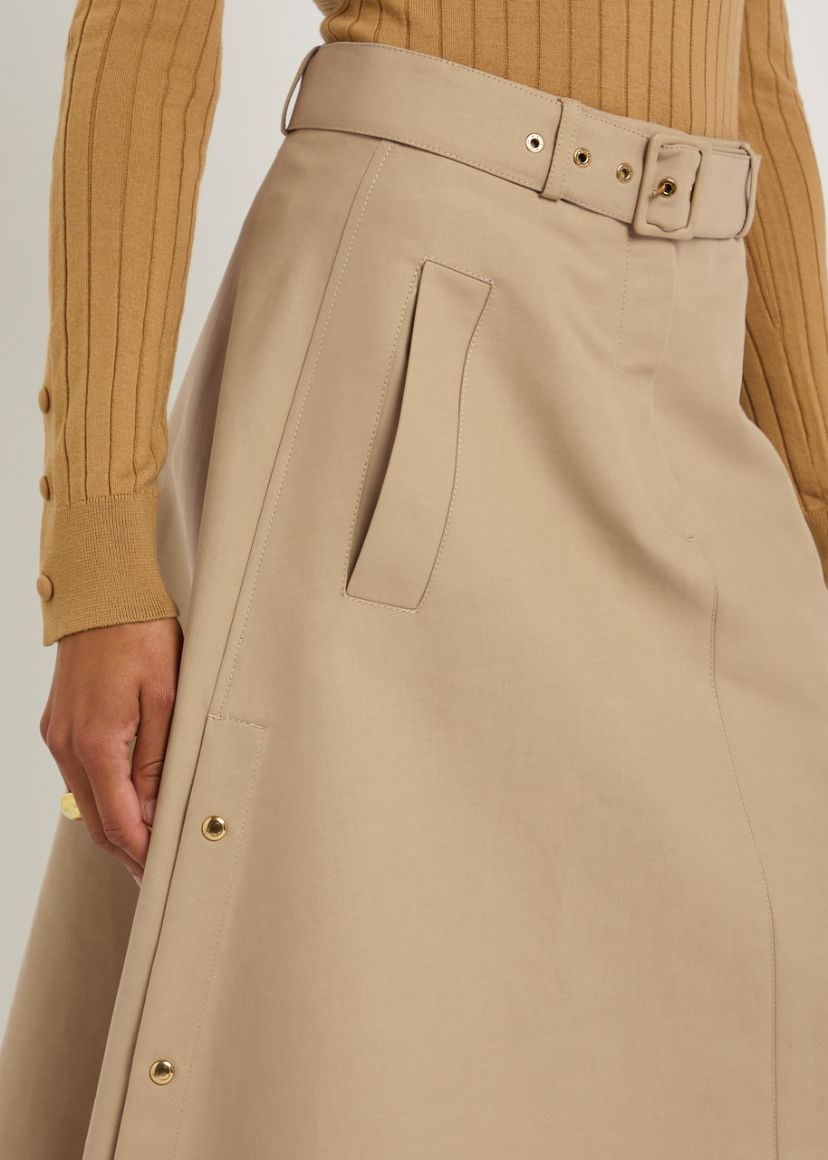 Moncler Belted Cotton-poplin Midi Skirt - 5