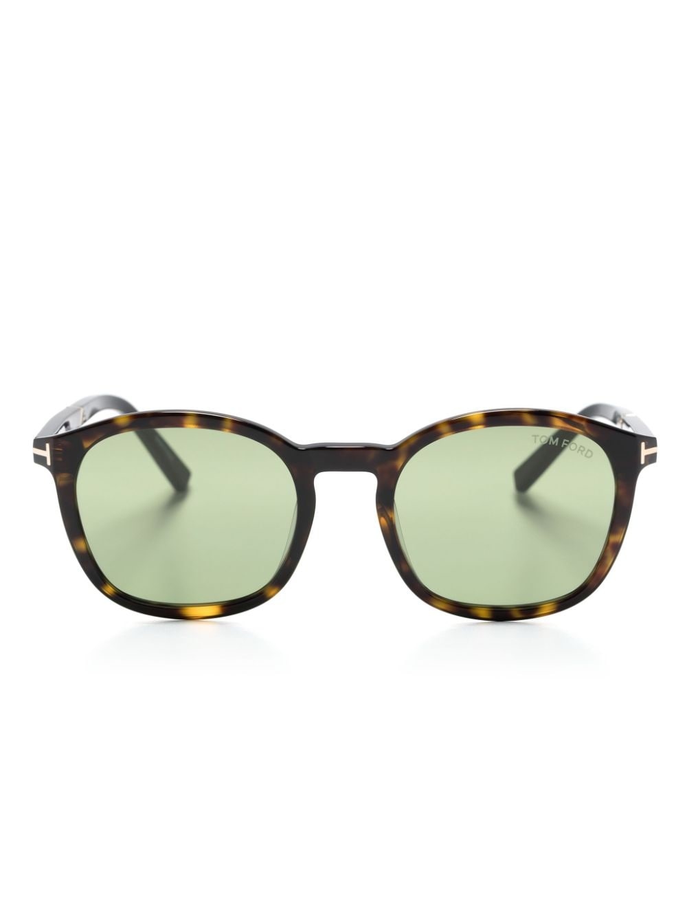 tortoiseshell-effect round-frame sunglasses - 1