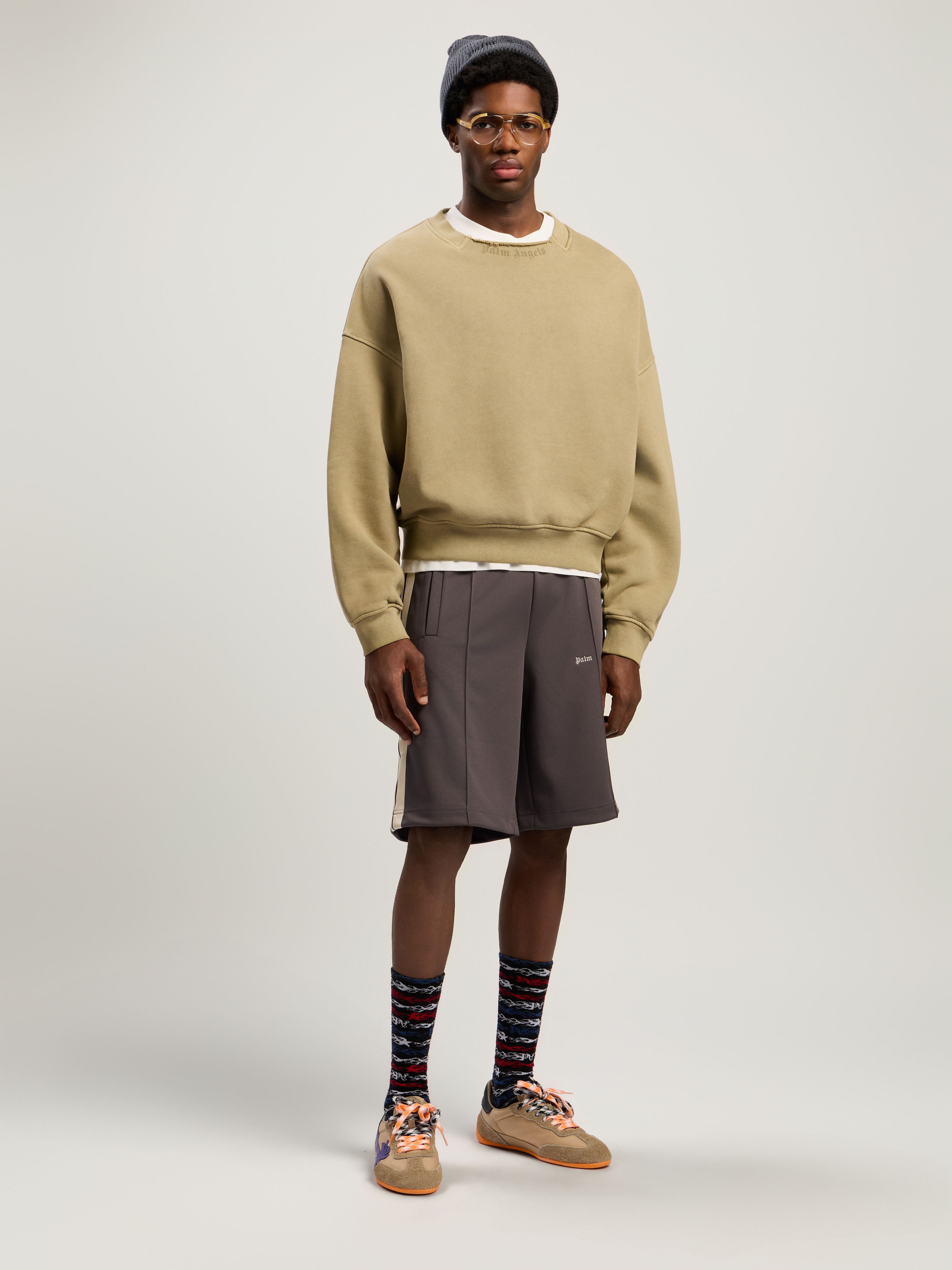 Curved Logo Loose Collar Crew - 2