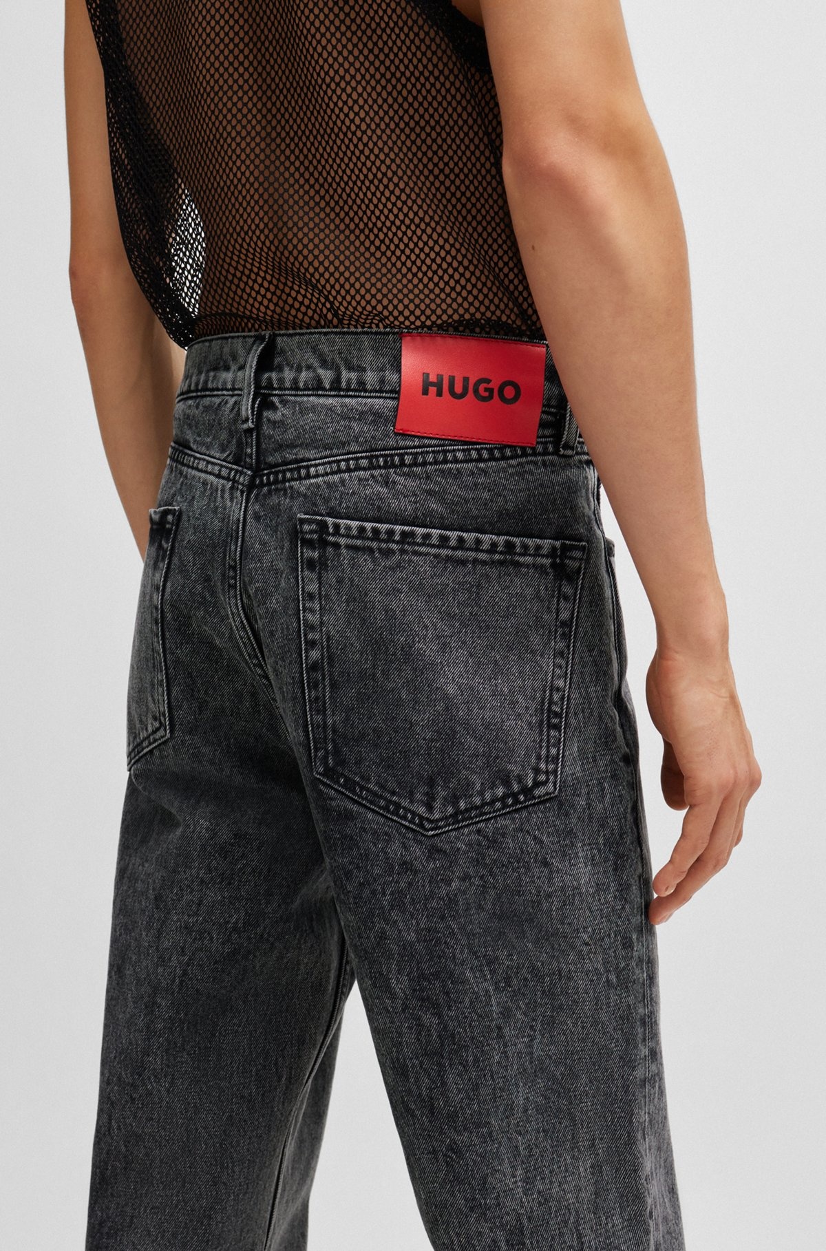 REGULAR-FIT REGULAR-RISE JEANS IN GRAY DENIM - 5