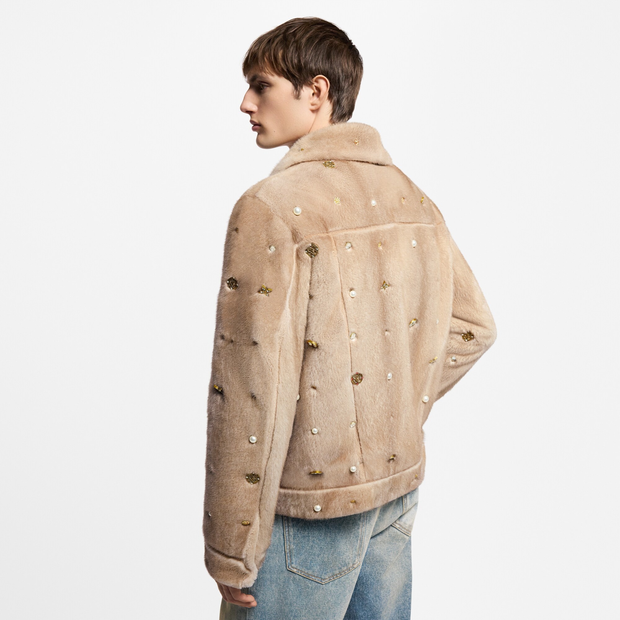 Made To Order Embellished Mink Trucker Jacket - 5