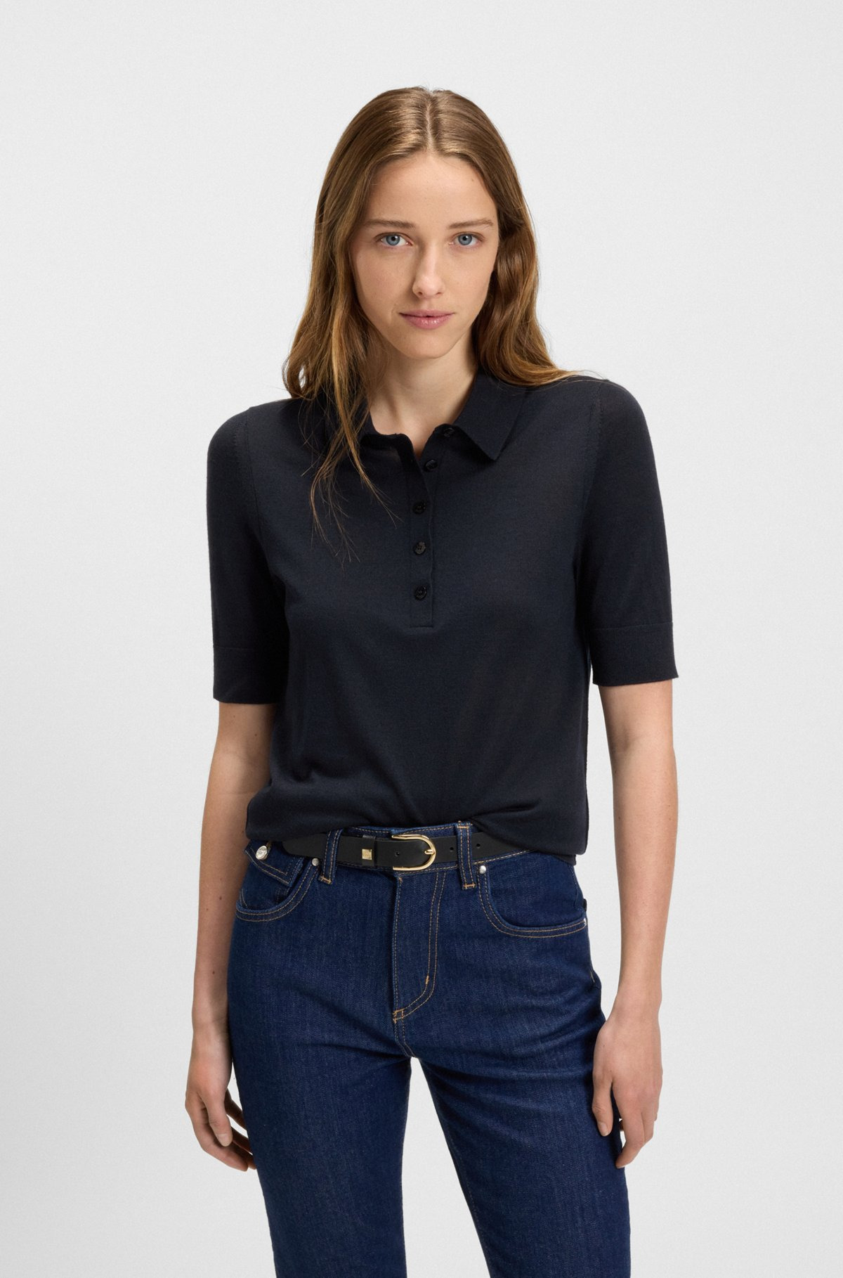 SHORT-SLEEVED WOOL POLO SWEATER WITH MOISTURE MANAGEMENT - 2