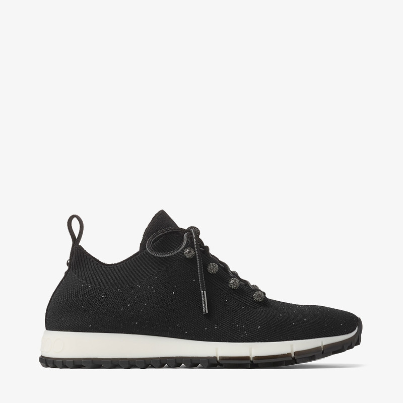 Veles Black Sequin Knit Trainers 1