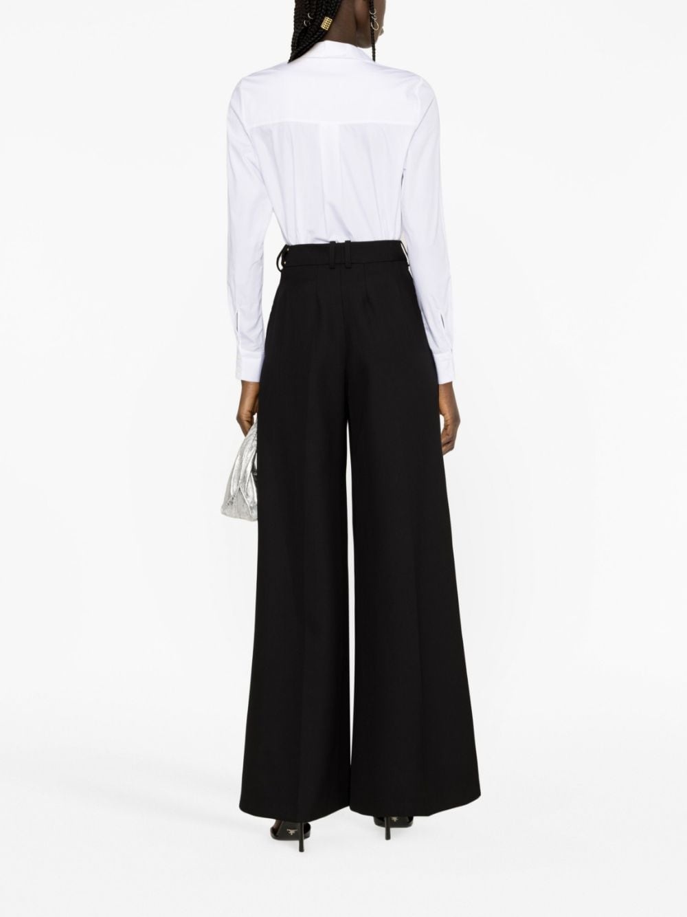 pleated wide-leg wool trousers - 3