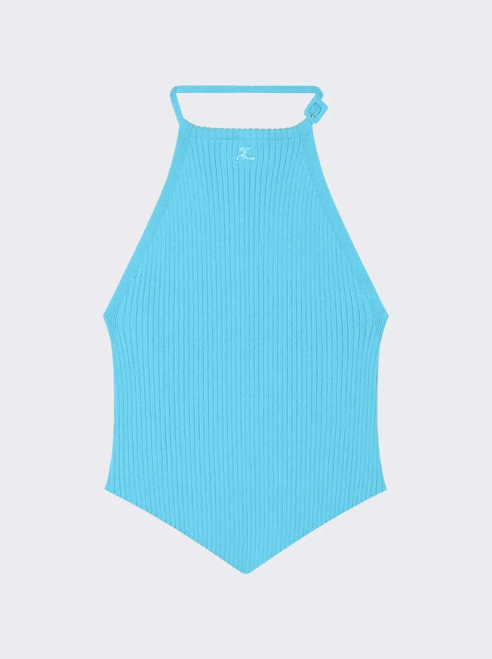 Pointy Rib Knit Top Aqua - 1