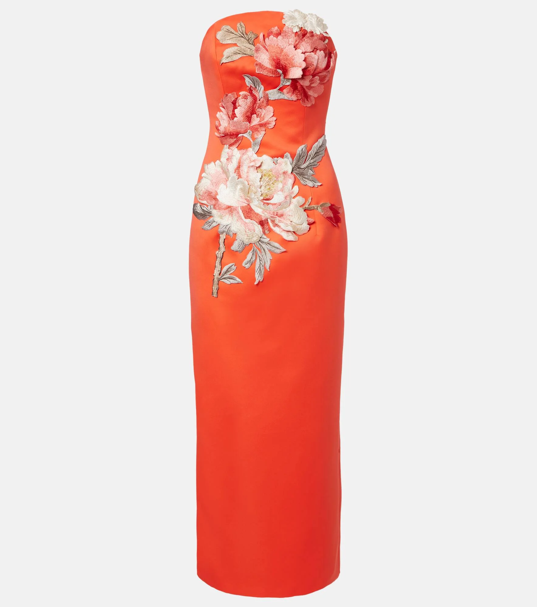 Ava floral-appliqué satin corset gown - 1