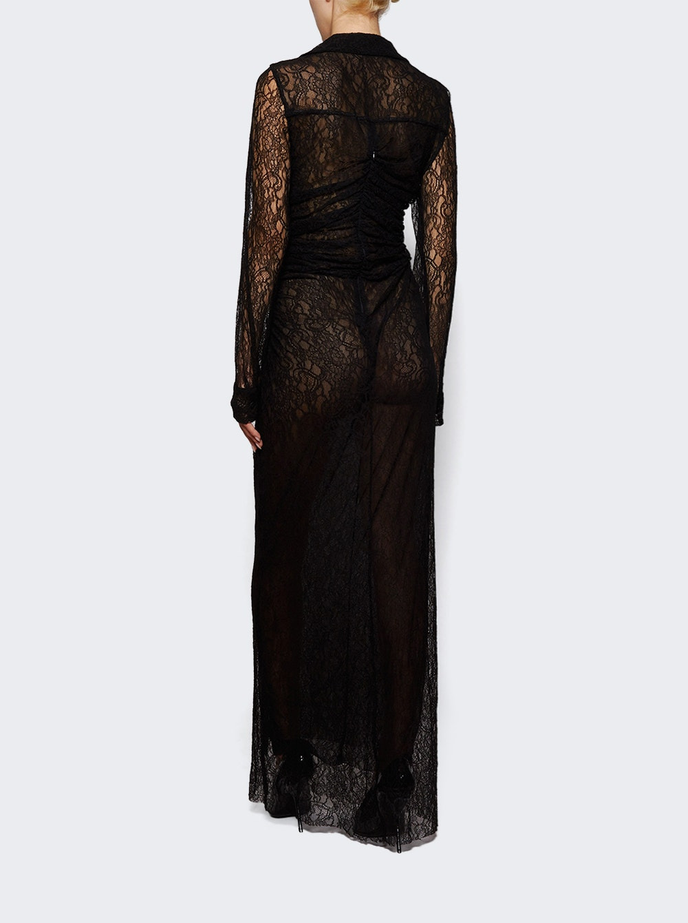 Sheer Lace Venus Plunge Dress Black - 4