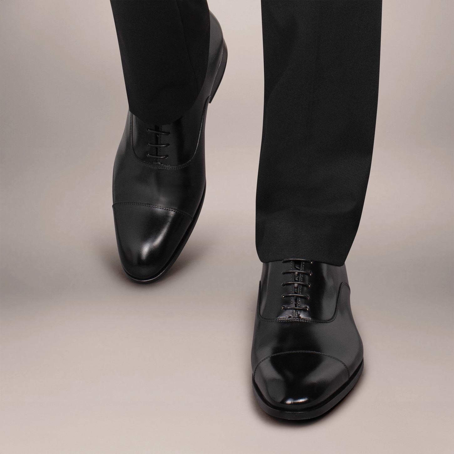 Men's polished black leather Oxford shoe - 2