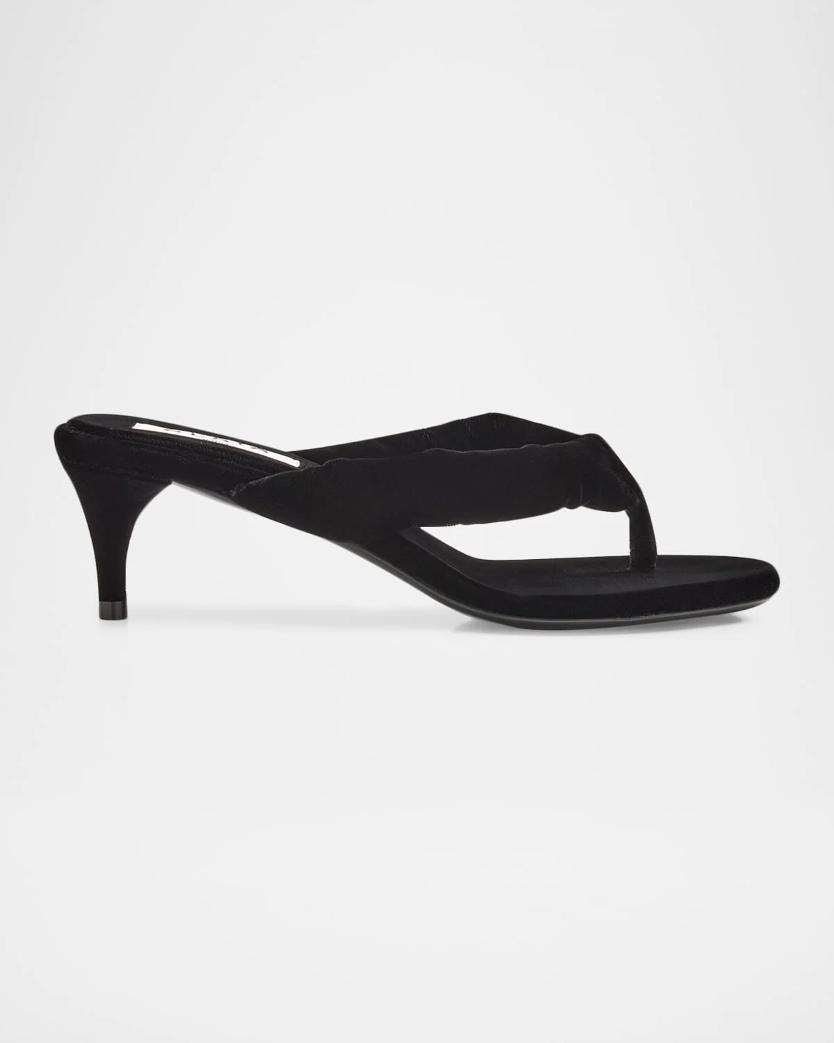 Velvet Kitten-Heel Thong Sandals - 1