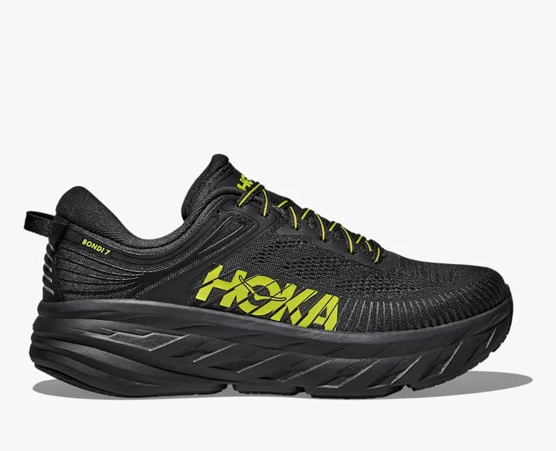 Men's Bondi 7 Shoes in Black/Hoka Citrus - 1