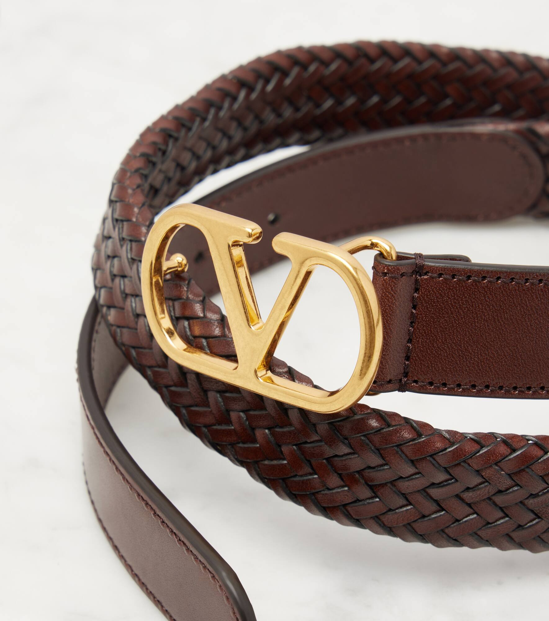 VLogo braided leather belt - 3