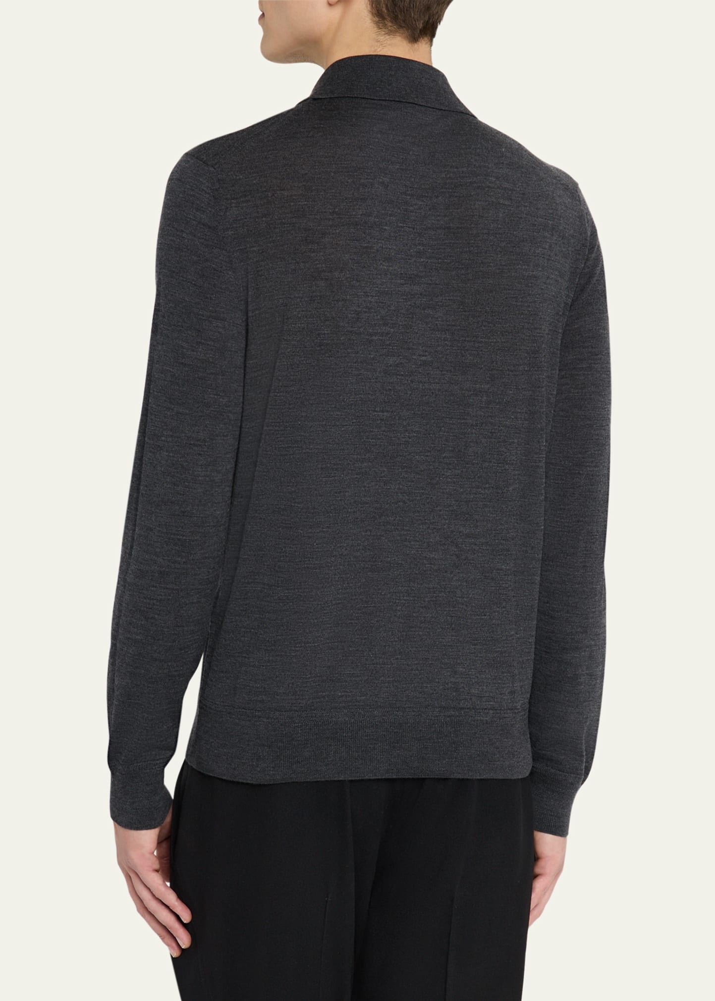 Men's Fine Gauge Wool Polo Sweater - 3