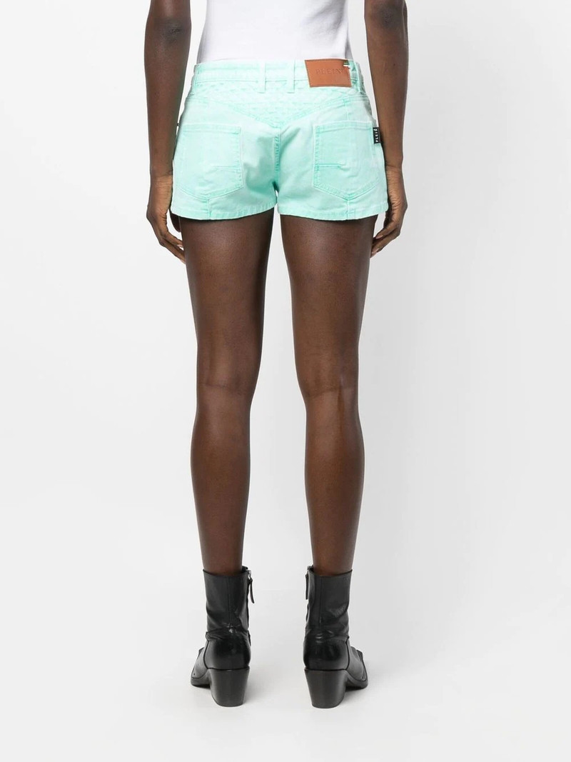 biker-style denim shorts 4
