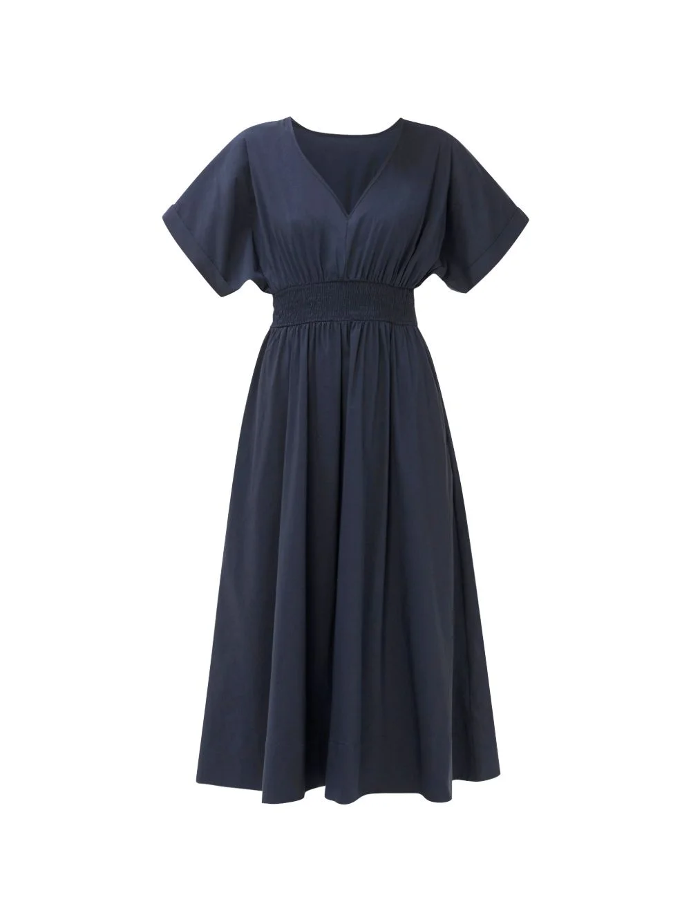 Sloane smocked-waist V-neck midi dress - 1