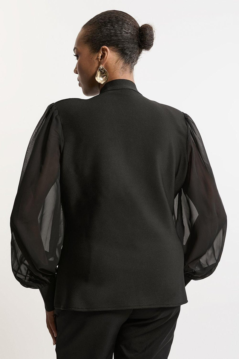 Plus Size Bandage Figure Form Zip Detail Chiffon Sleeve Knit Top 5