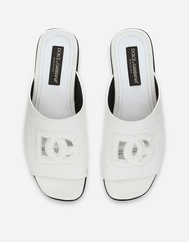 Crocodile-print calfskin Pantheon sliders - 4