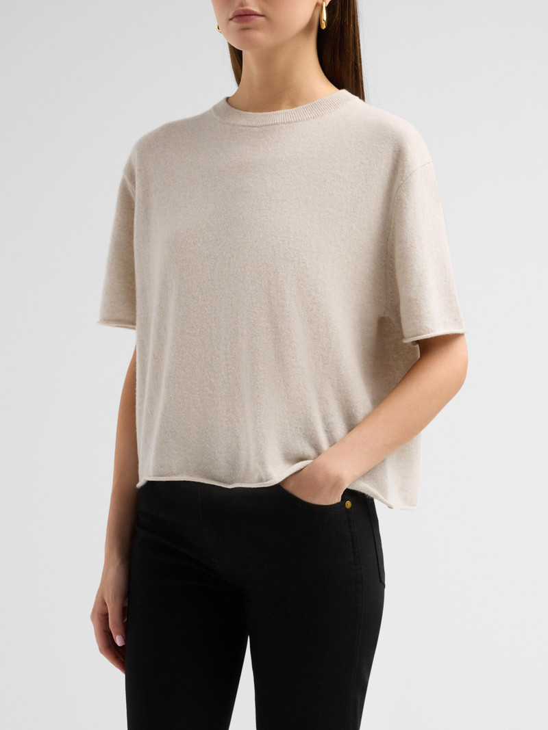 Women's Cila Cashmere Crewneck T-Shirt - Oyster 4
