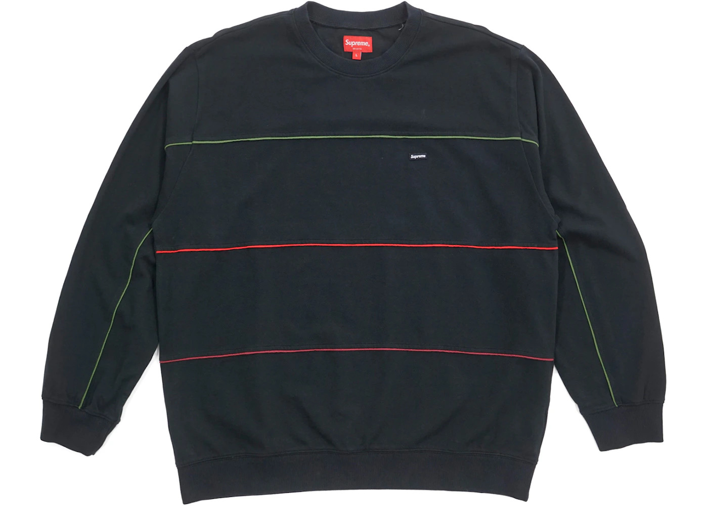 Supreme Multicolor Piping Pique Crewneck Black - 1