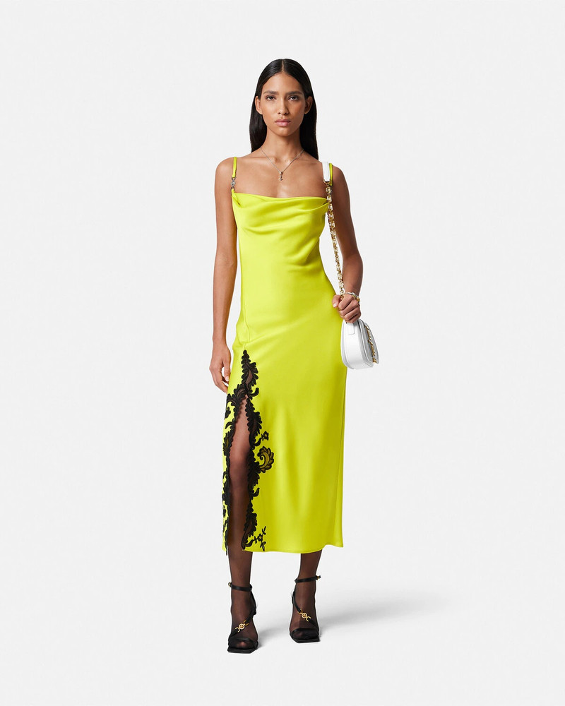 VERSACE Barocco Lace Cowl Slip Midi Dress outlook
