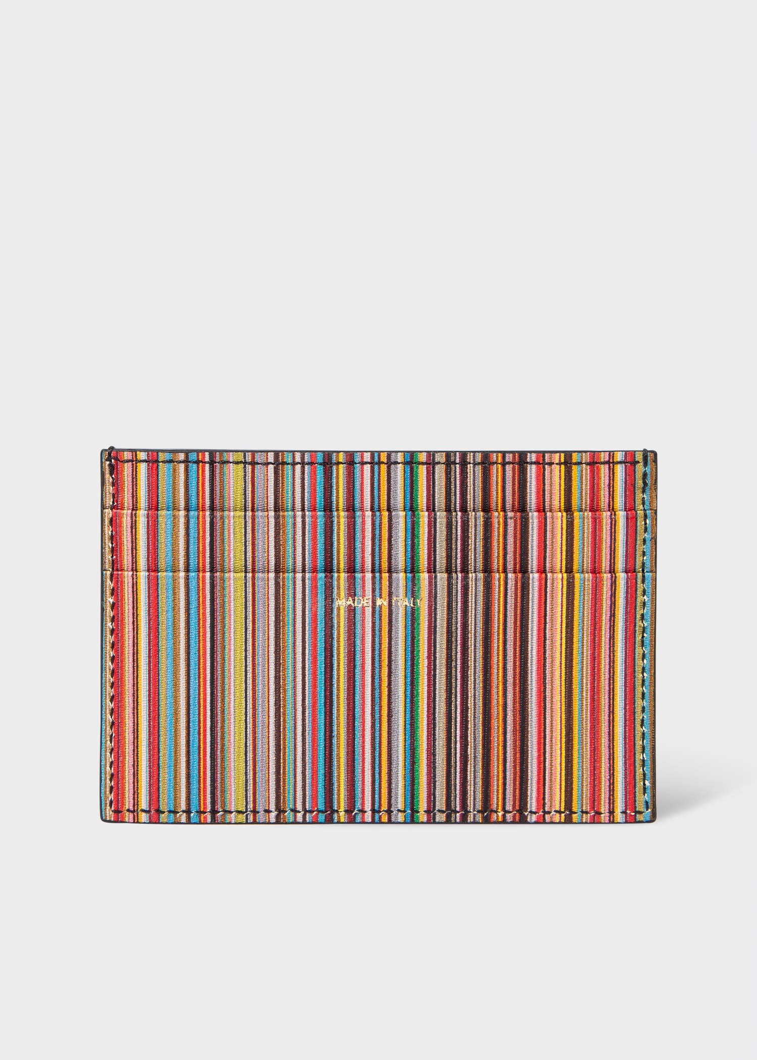 Black 'Signature Stripe' Leather Card Holder - 3